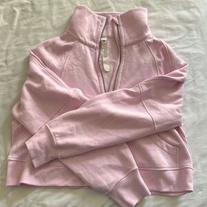 Lululemonn scuba oversized funnel-neck half zip, size M/L pink (NWOT)